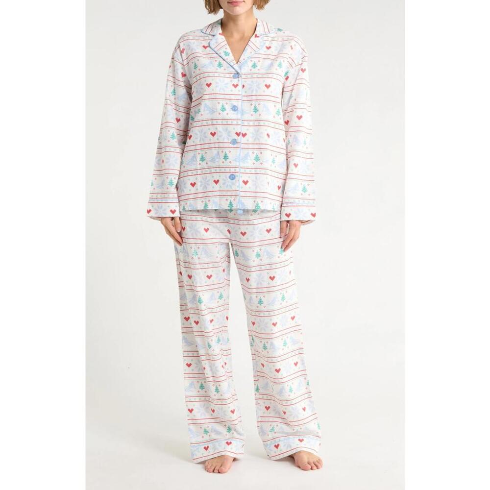 NWT! PJ Salvage Lightweight Flannel Pajamas Ski and Snowflake Pattern Size Large